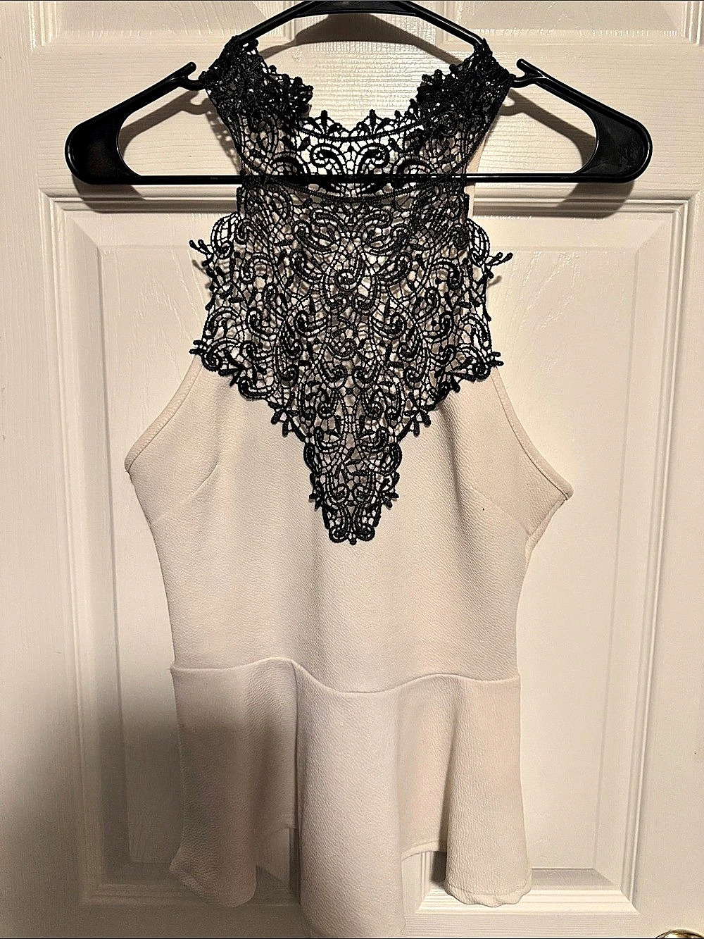 Charlotte Russe Women's Lace Detail Mini Dress in White & Black